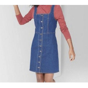 WILD FABLE Denim Midi Blue Dress Sleeveless Wide Straps Button Up Size XL